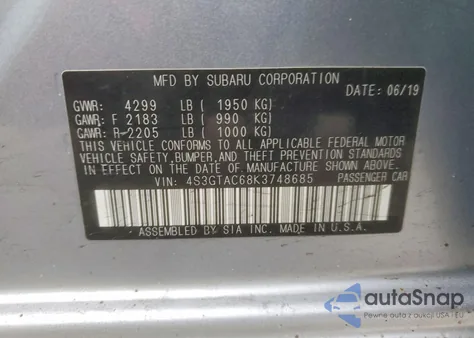 2019 Subaru Impreza Premium из США, поврежденный, VIN 4S3GTAC68K3748685